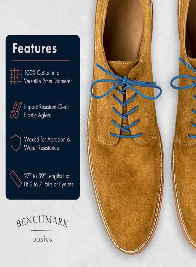 Benchmark Basics Cobalt 36" Round Waxed Cotton Shoelaces | 2mm (5/64”) Width (36 Inches, Cobalt) - Image 2